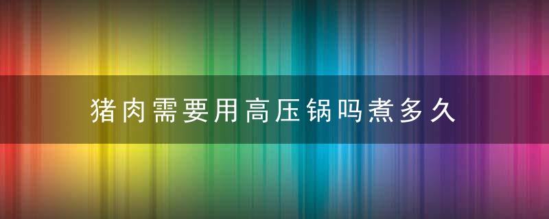 猪肉需要用高压锅吗煮多久 高压锅煮肉多长时间